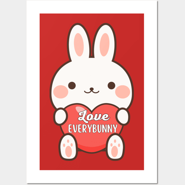 Love Every Bunny Rabbit Lover Funny Valentine Wall Art by Illustradise